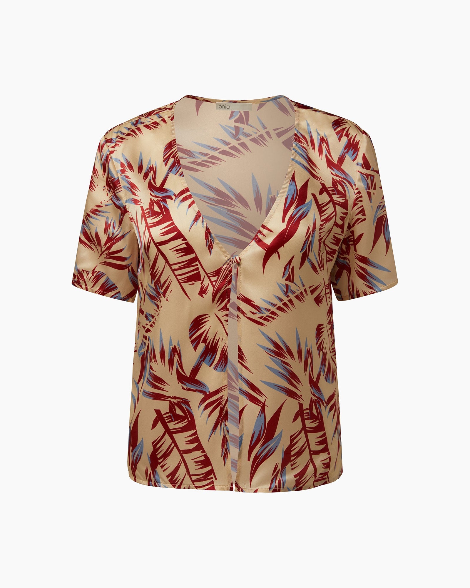 Womens | Silk Short Sleeve Shirt | Tan