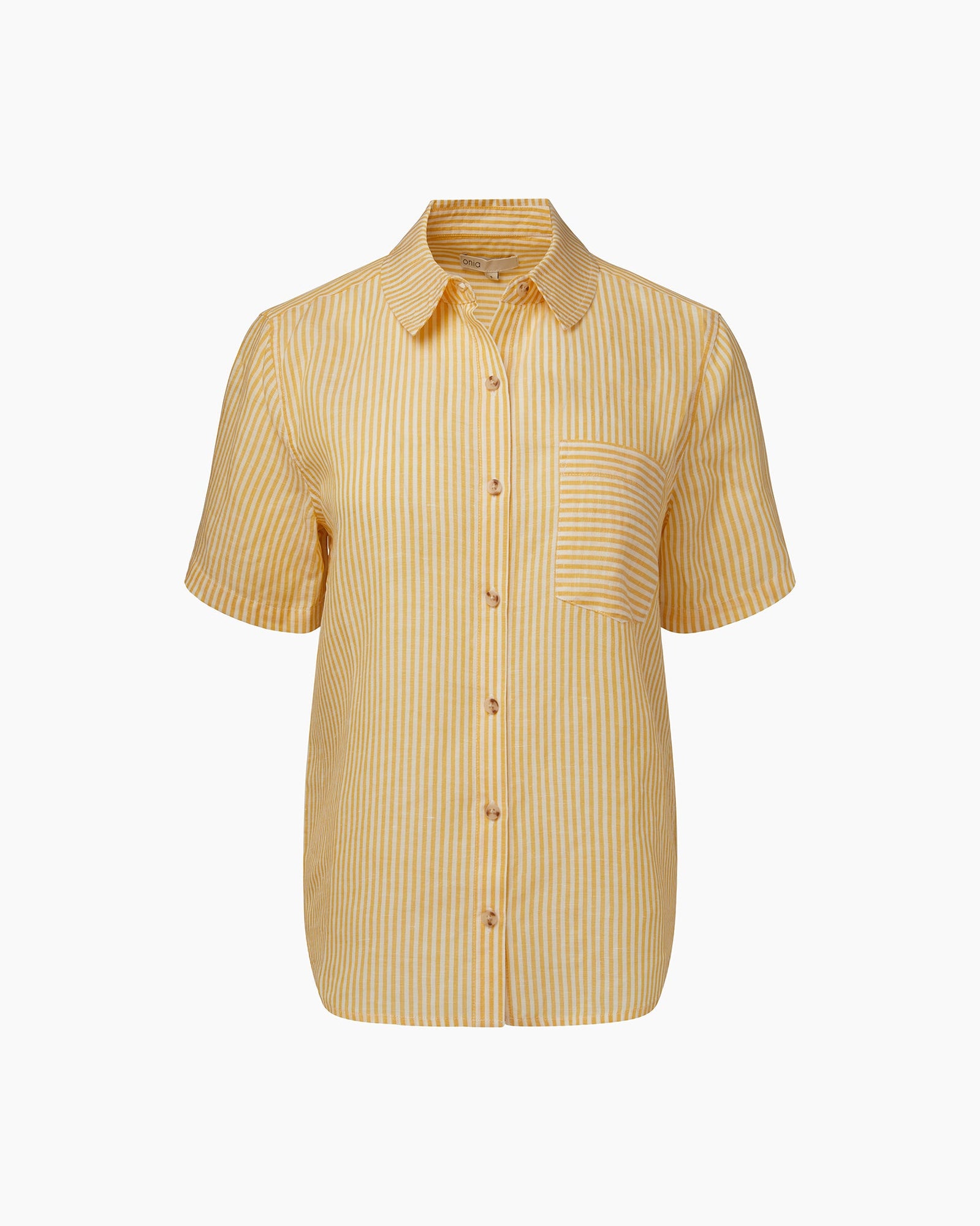 Womens | Air Linen Short Sleeve Shirt | Burnt Sun/White
