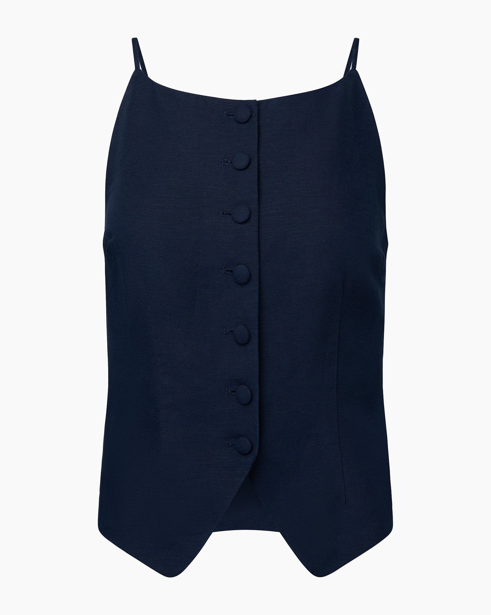 Womens | Air Linen High Neck Top | Deep Navy