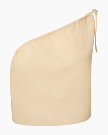 Womens | Crinkle Gauze One-shoulder Top | Sandshell