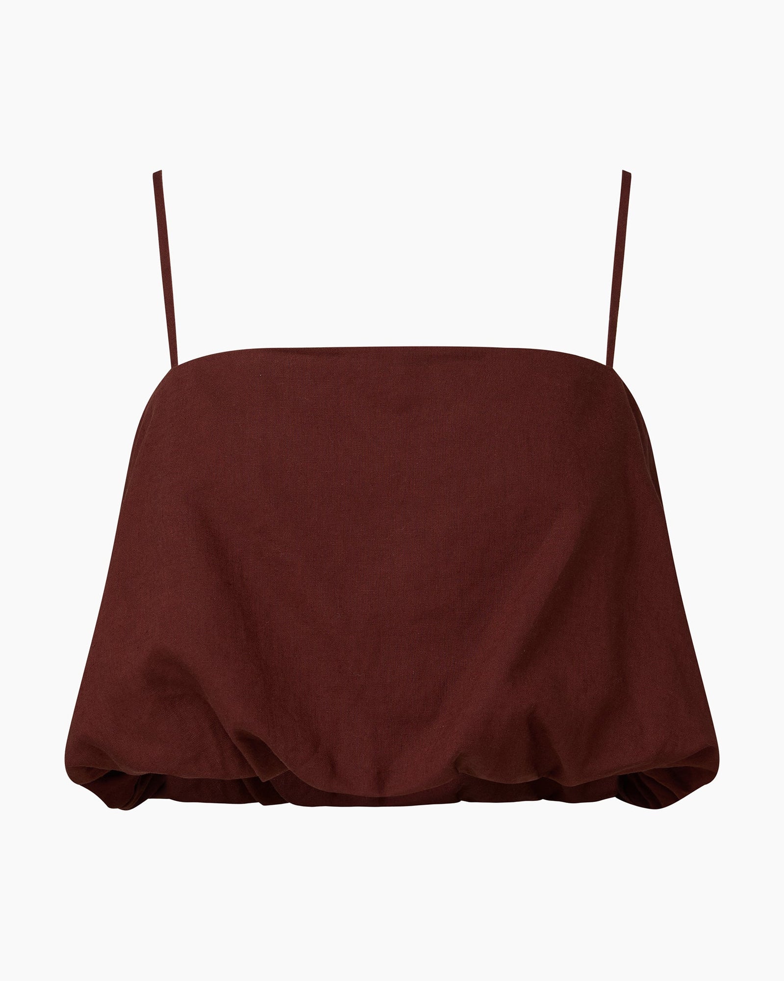 Womens | Air Linen Bubble Crop Top | Rum