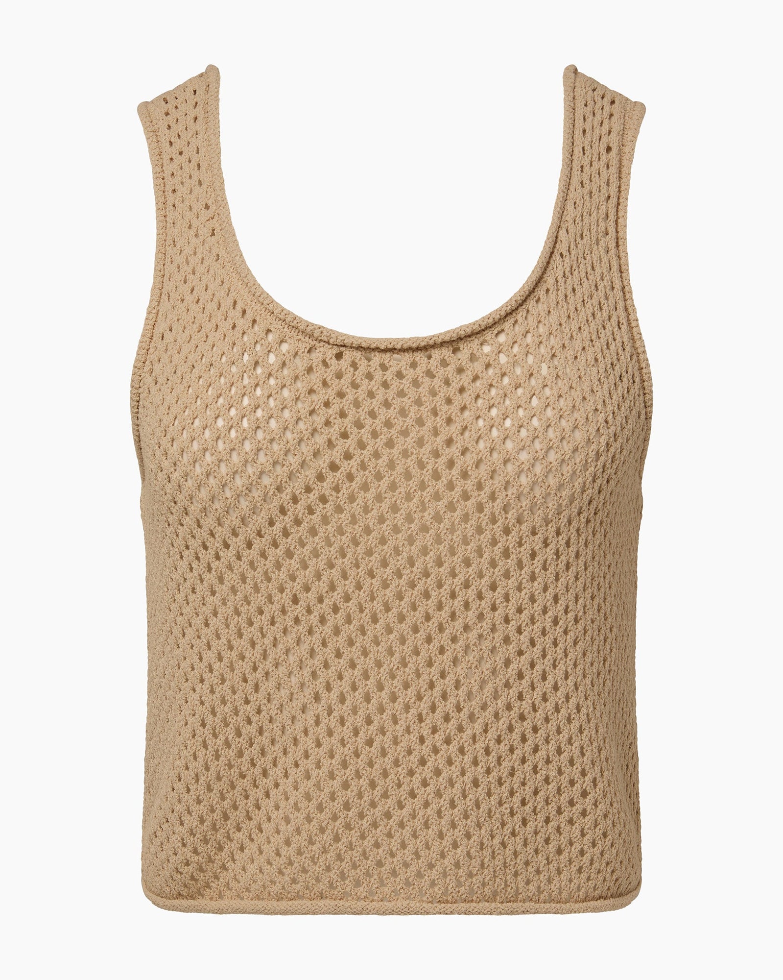 Womens | Crochet Knit Scoop Tank | Sandshell