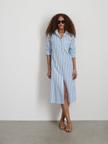 Women | Kerry Shirtdress | Positano Stripe Blue x Off White