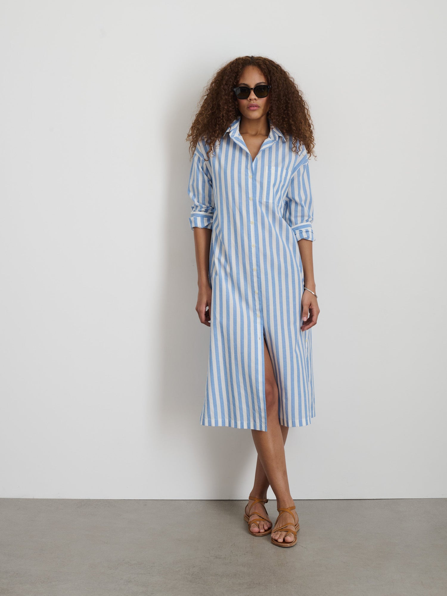 Women | Kerry Shirtdress | Positano Stripe Blue x Off White