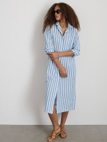 Women | Kerry Shirtdress | Positano Stripe Blue x Off White