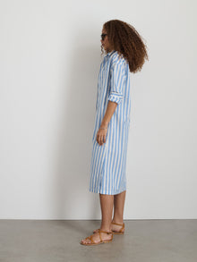 Women | Kerry Shirtdress | Positano Stripe Blue x Off White