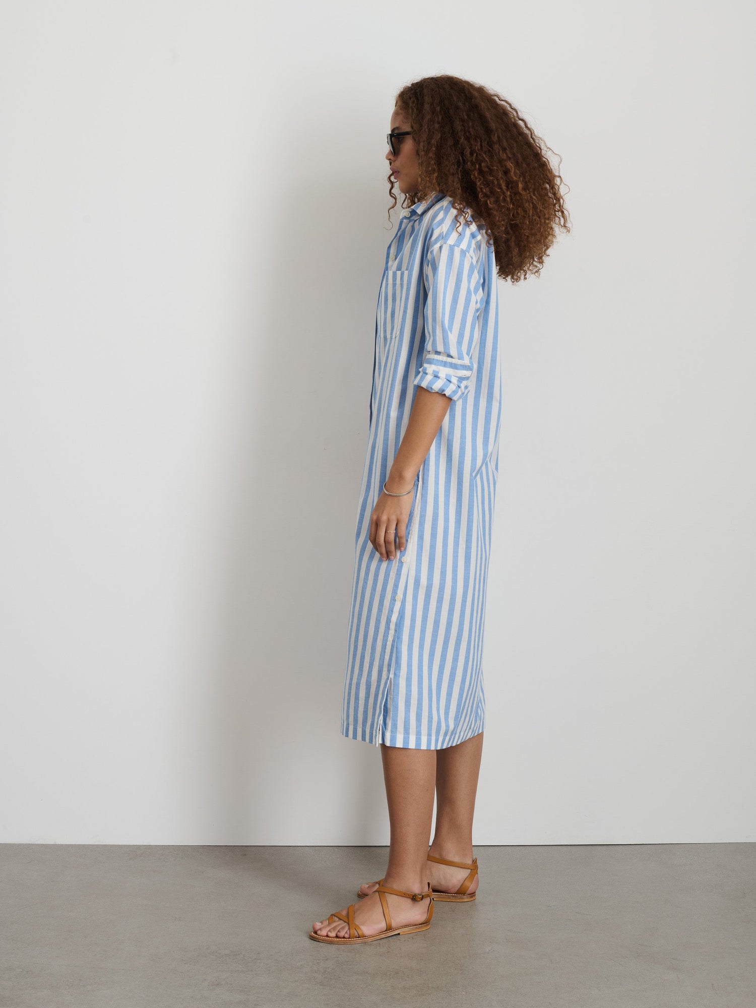 Women | Kerry Shirtdress | Positano Stripe Blue x Off White