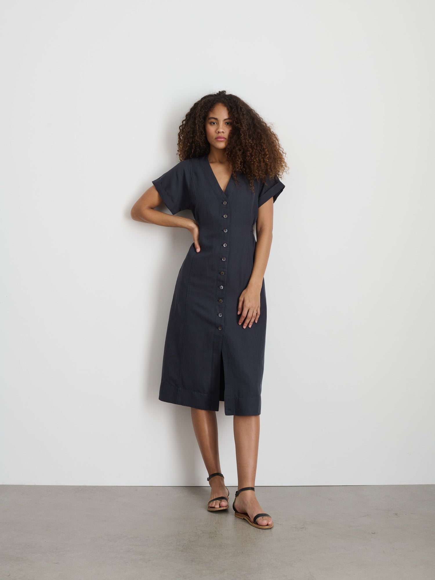 Women | Collette Dress | Twill Washed Black