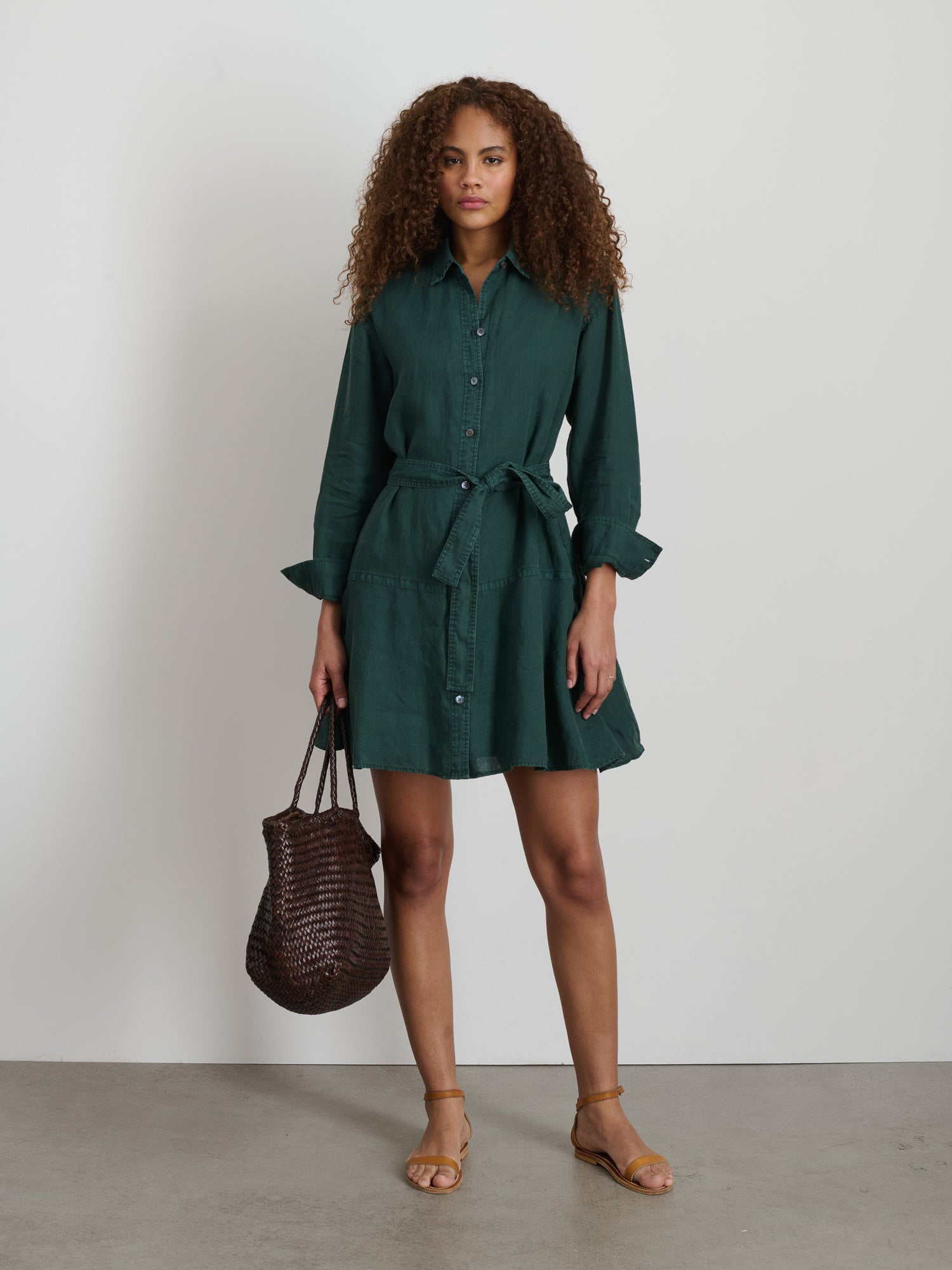Women | Lilia Shirt Dress | Linen Pine Grove