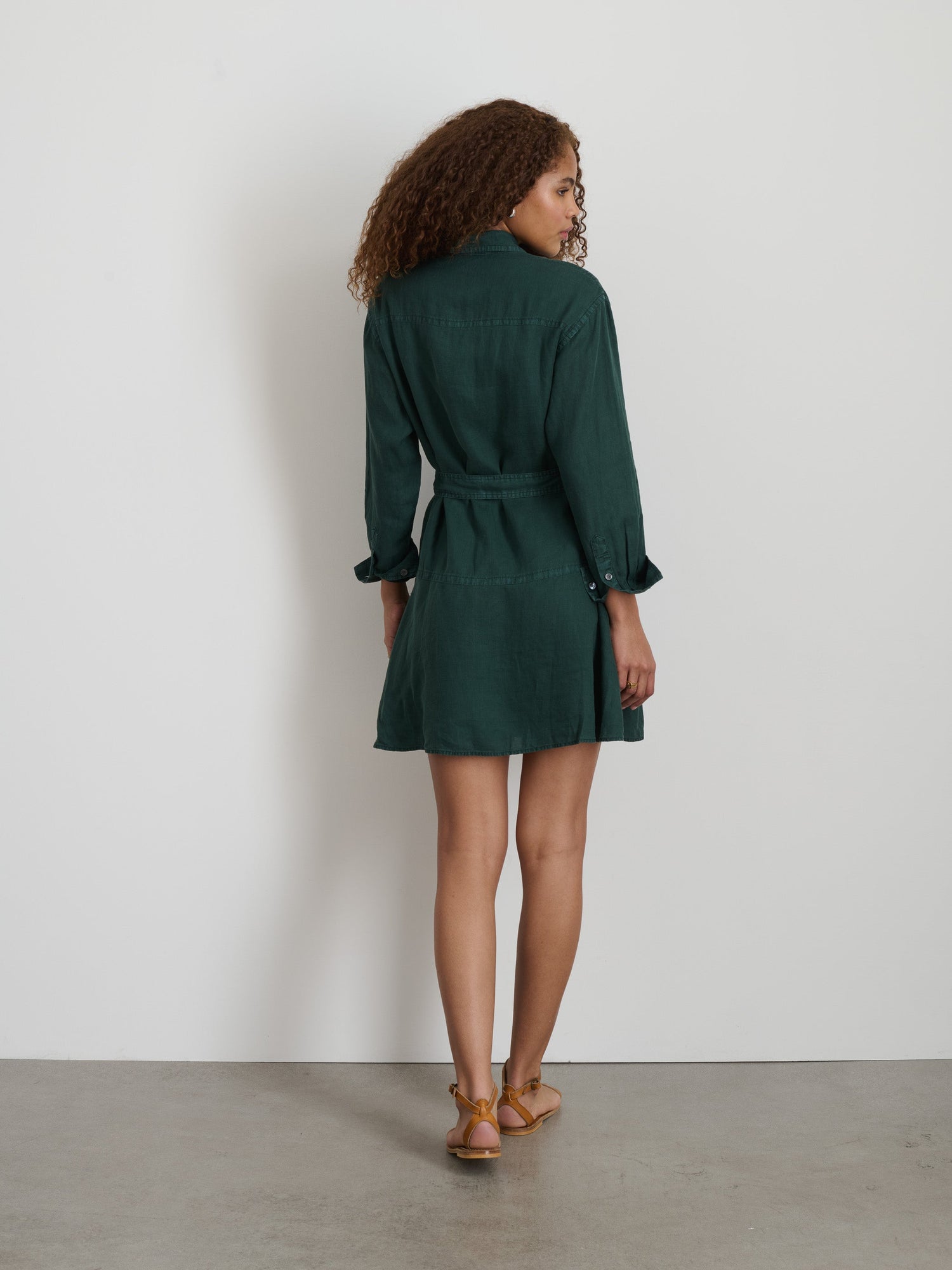 Women | Lilia Shirt Dress | Linen Pine Grove