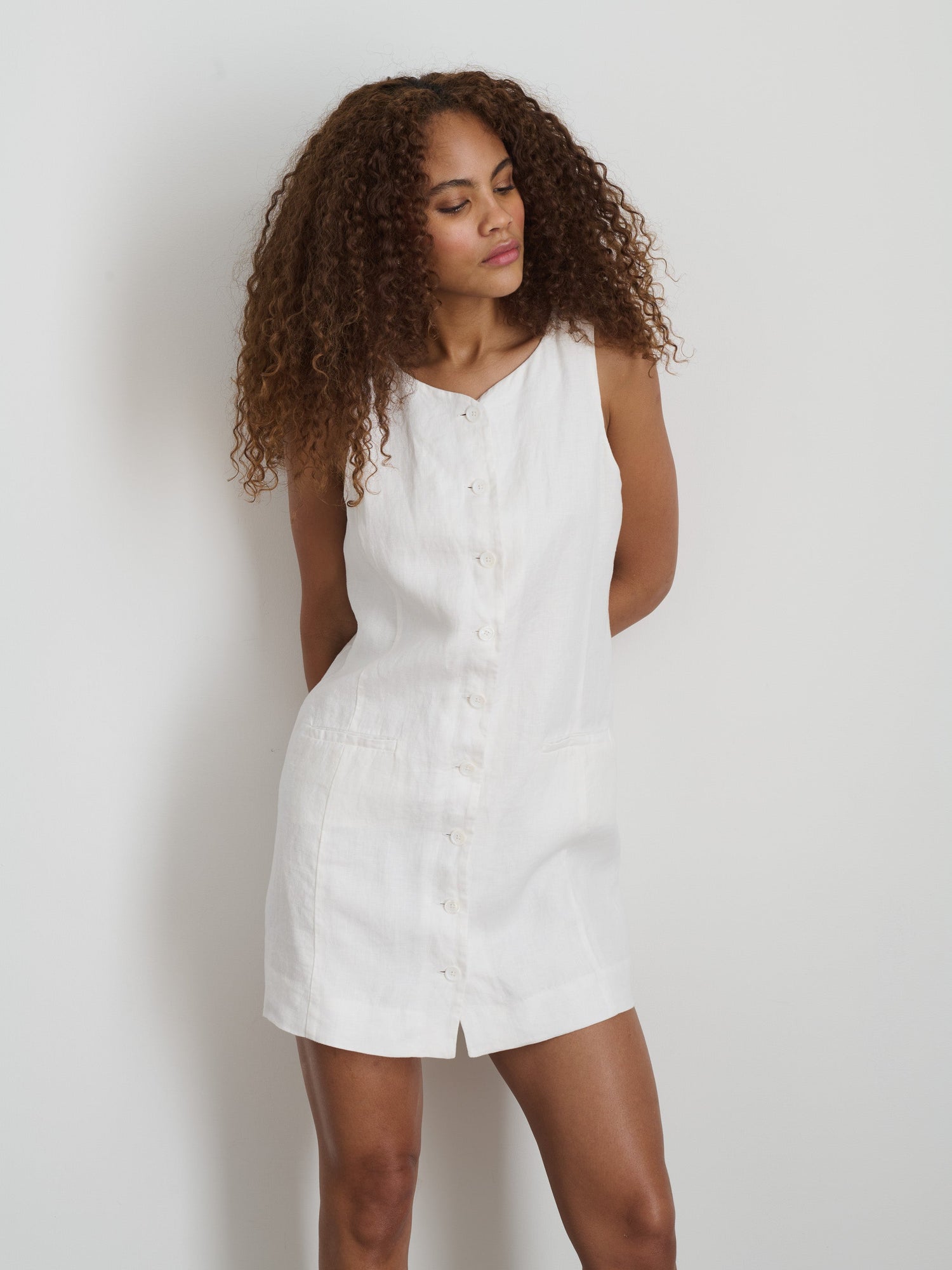 Women | Anna Vest Dress | Linen Off White