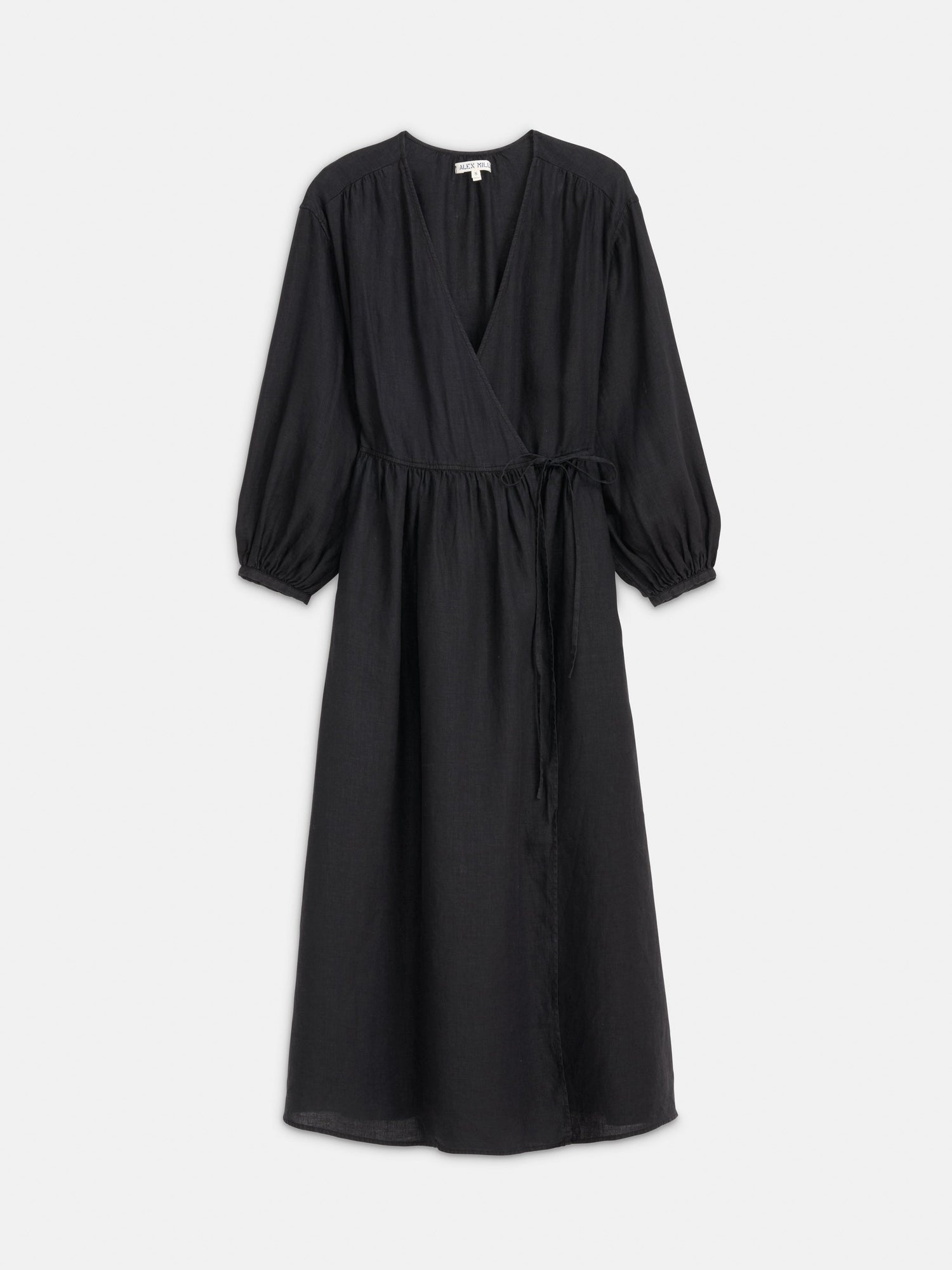 Women | Lauren Wrap Dress In Linen | Rich Black