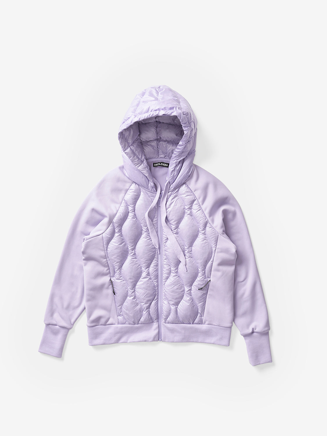 Woman DOWN ZIP HOODIE - Lavender - flat lay - front