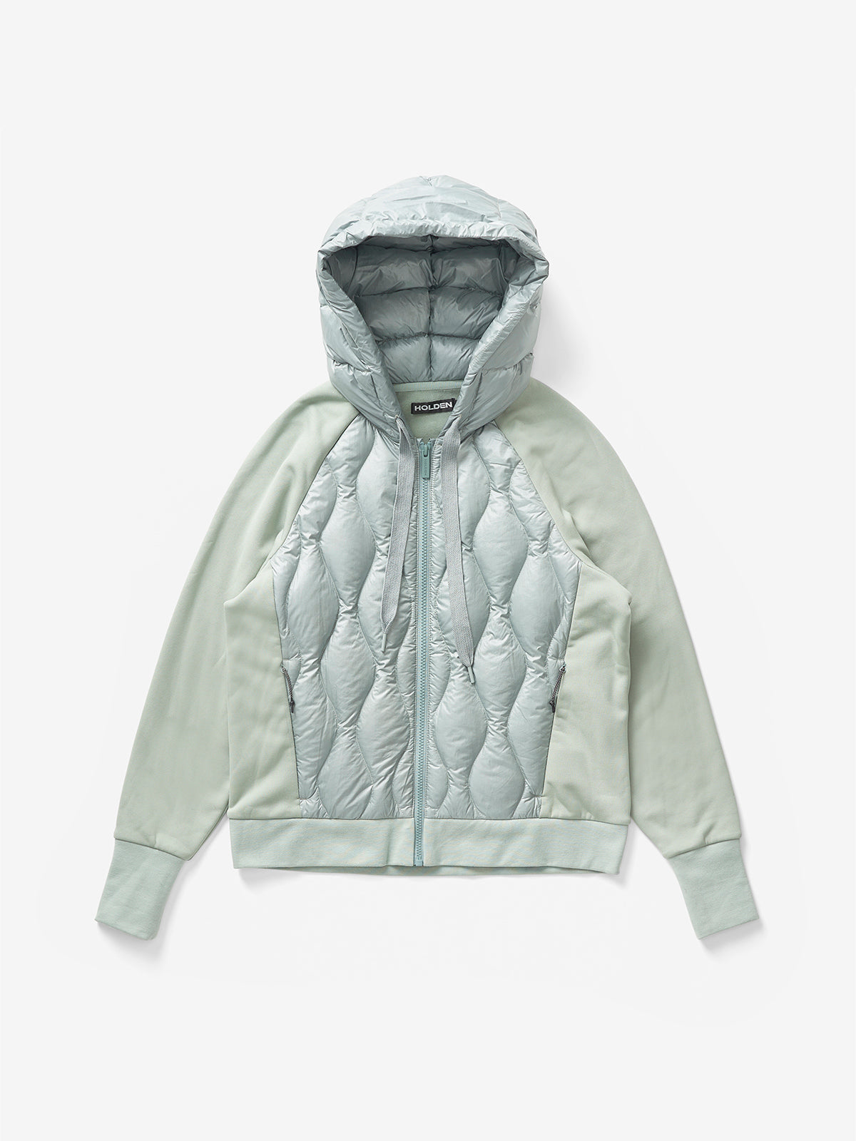 Woman DOWN ZIP HOODIE - Slate Gray - flat lay - front