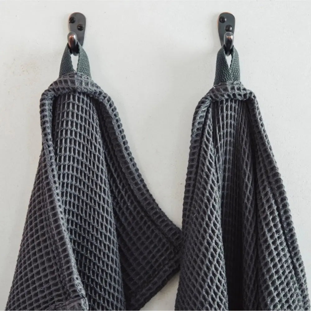 Bamboo Waffle Towels | (Hand Towel) | Slate | Set of 2