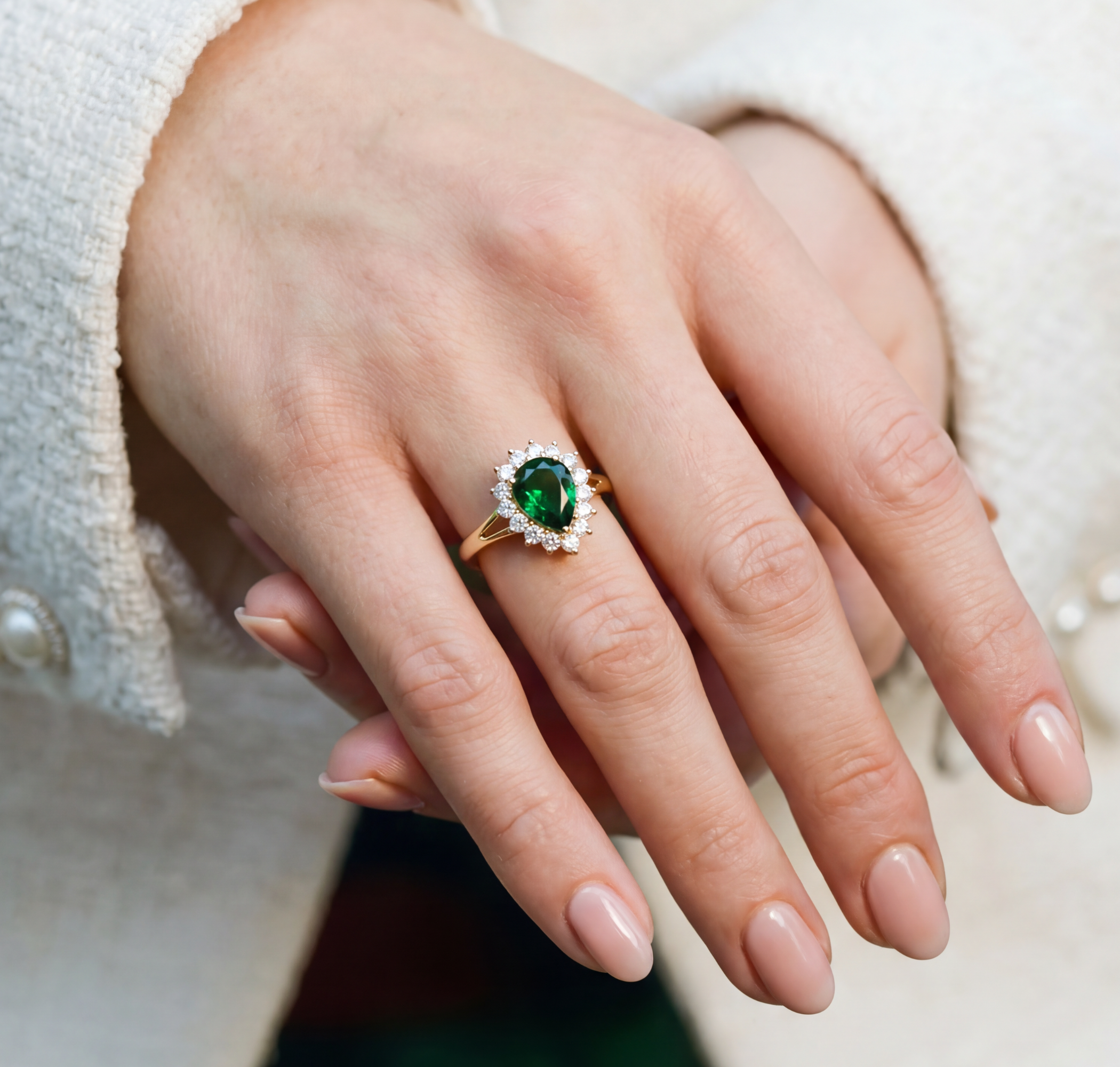The Green Gemstone Heirloom Ring | 18Kt Gold Plated Brass