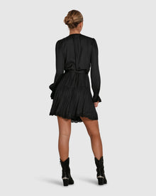 Women | Wild Flower Embroidered Wrap Dress | Black