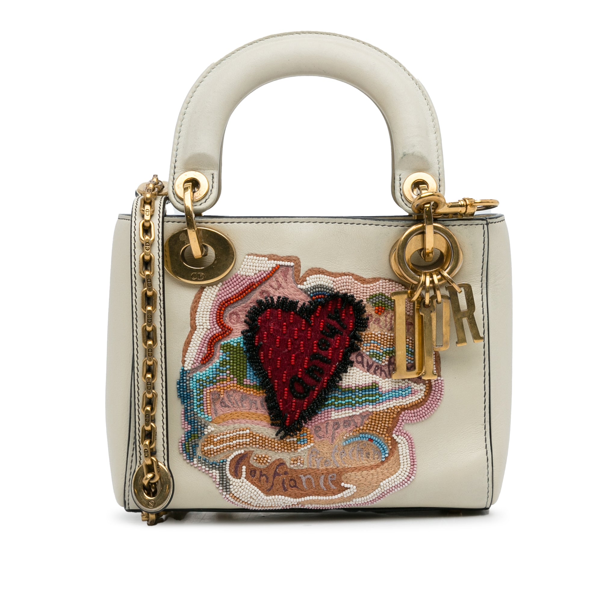 Dior | Pre-Owned Niki De Saint Phalle Mini Calfskin Dioramour Lady (Embroidered) - I | White