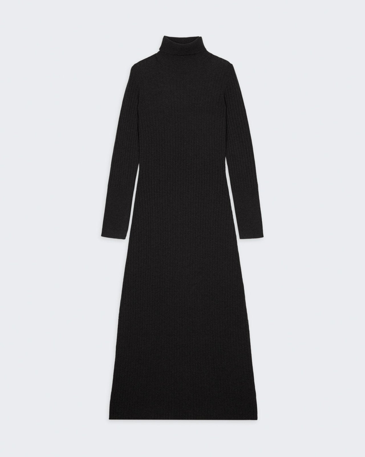 Womens | Wide Rib Turtleneck Dress In Cashmere | Black