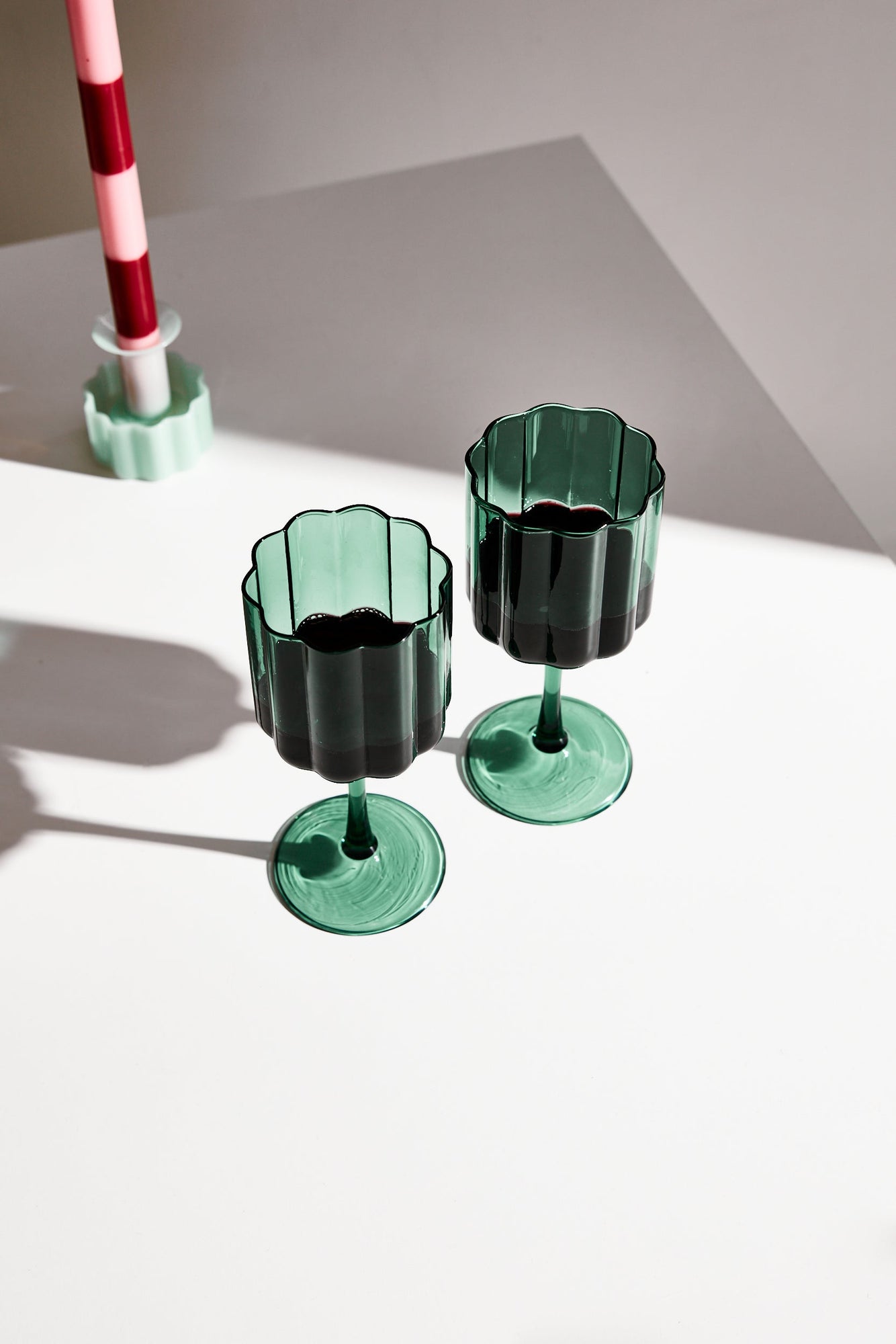 TWO x WAVE WINE GLASSES - TEAL - Fazeek Drinkware Wine Glass