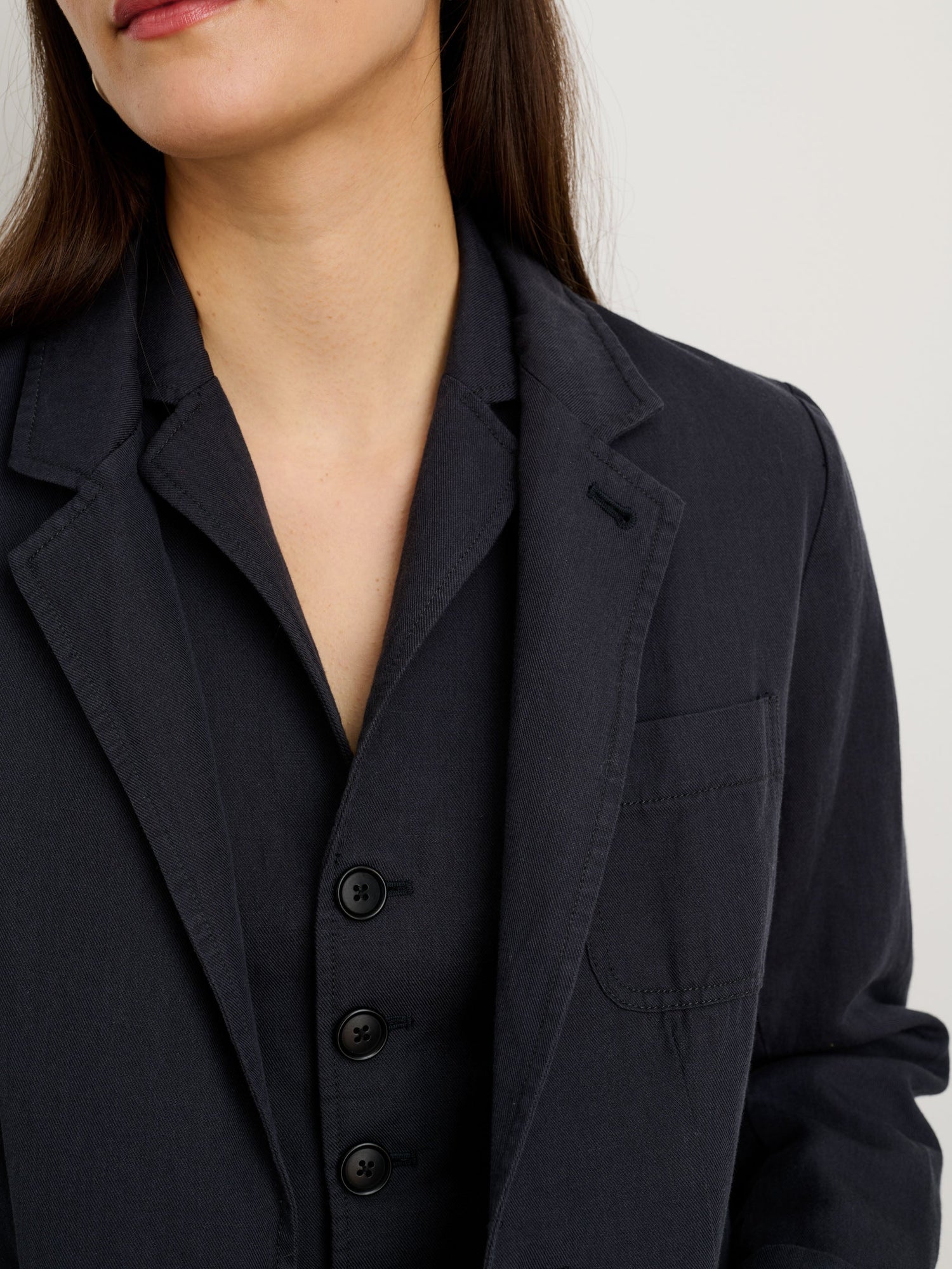 Women | Meggie Blazer | Drapey Twill Washed Black