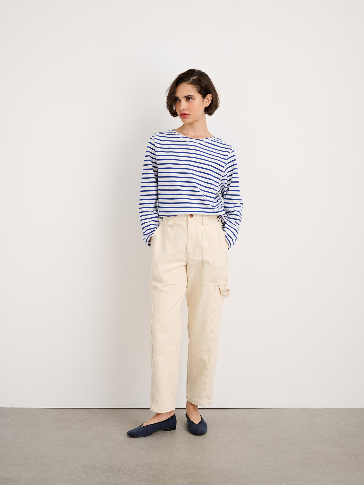 Women | Lakeside Tee | Stripe Natural x Blue