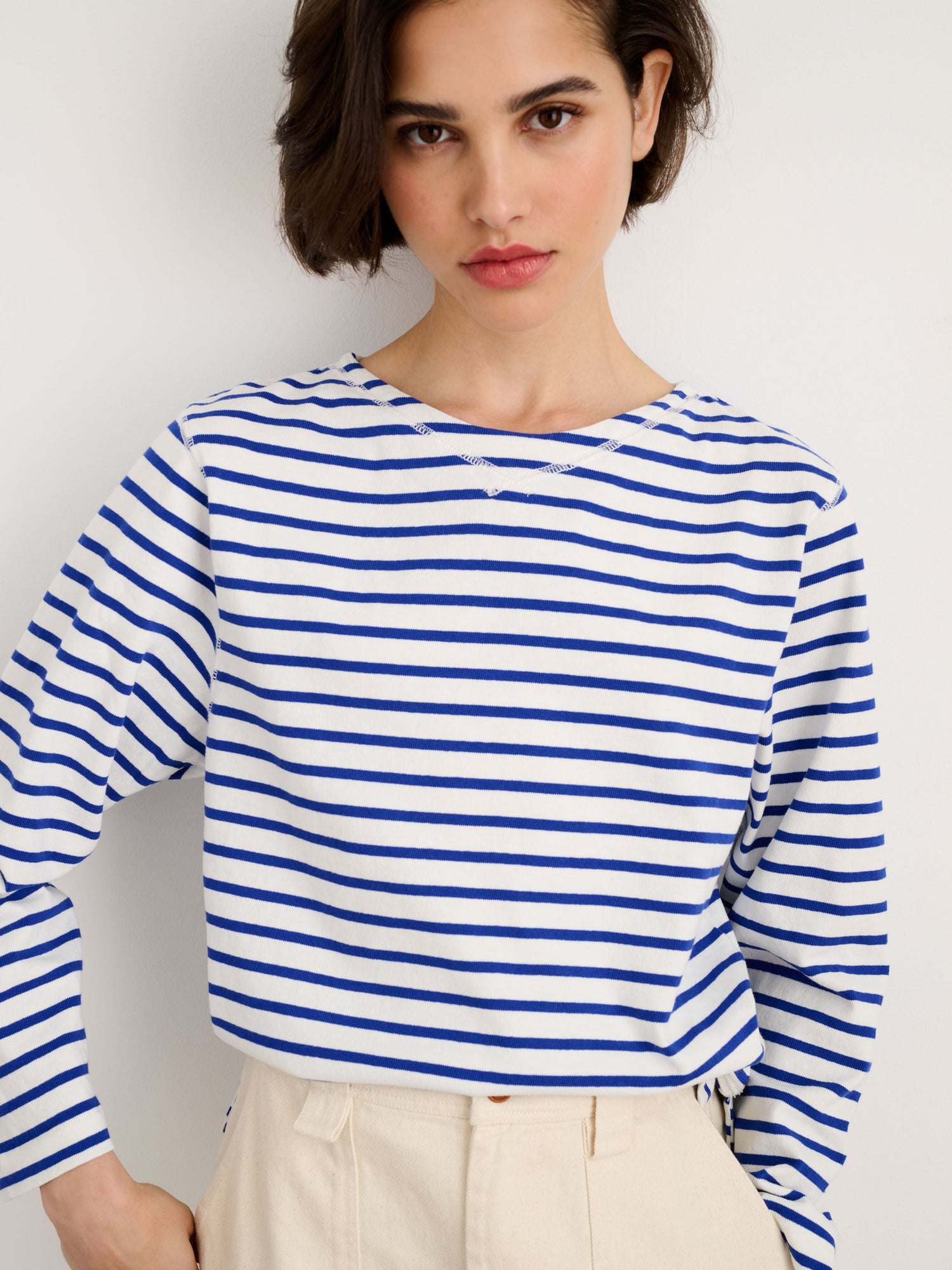 Women | Lakeside Tee | Stripe Natural x Blue