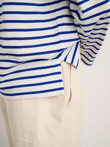 Women | Lakeside Striped Tee | Natural x Blue