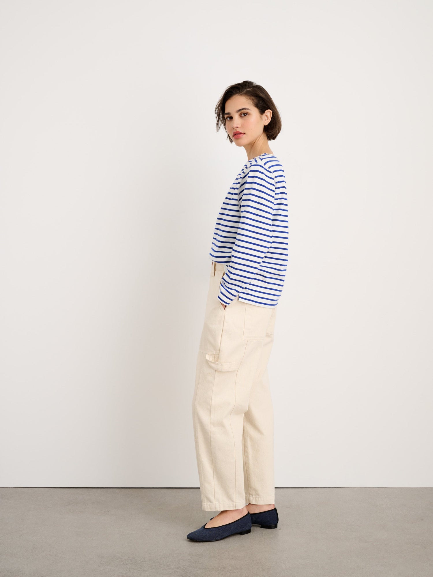 Women | Lakeside Striped Tee | Natural x Blue
