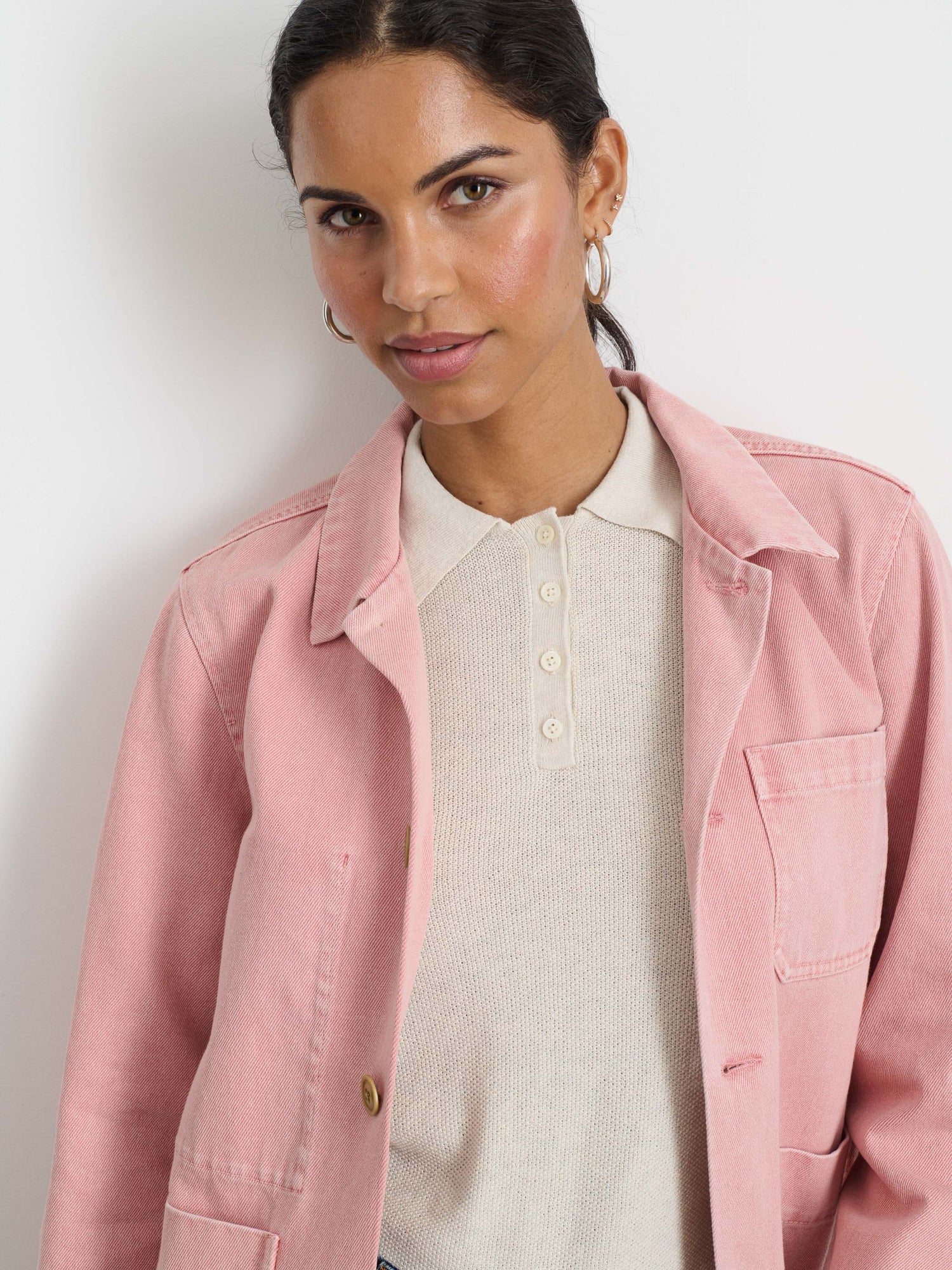 Women | Britt Work Jacket | Recycled Denim Blush Pink