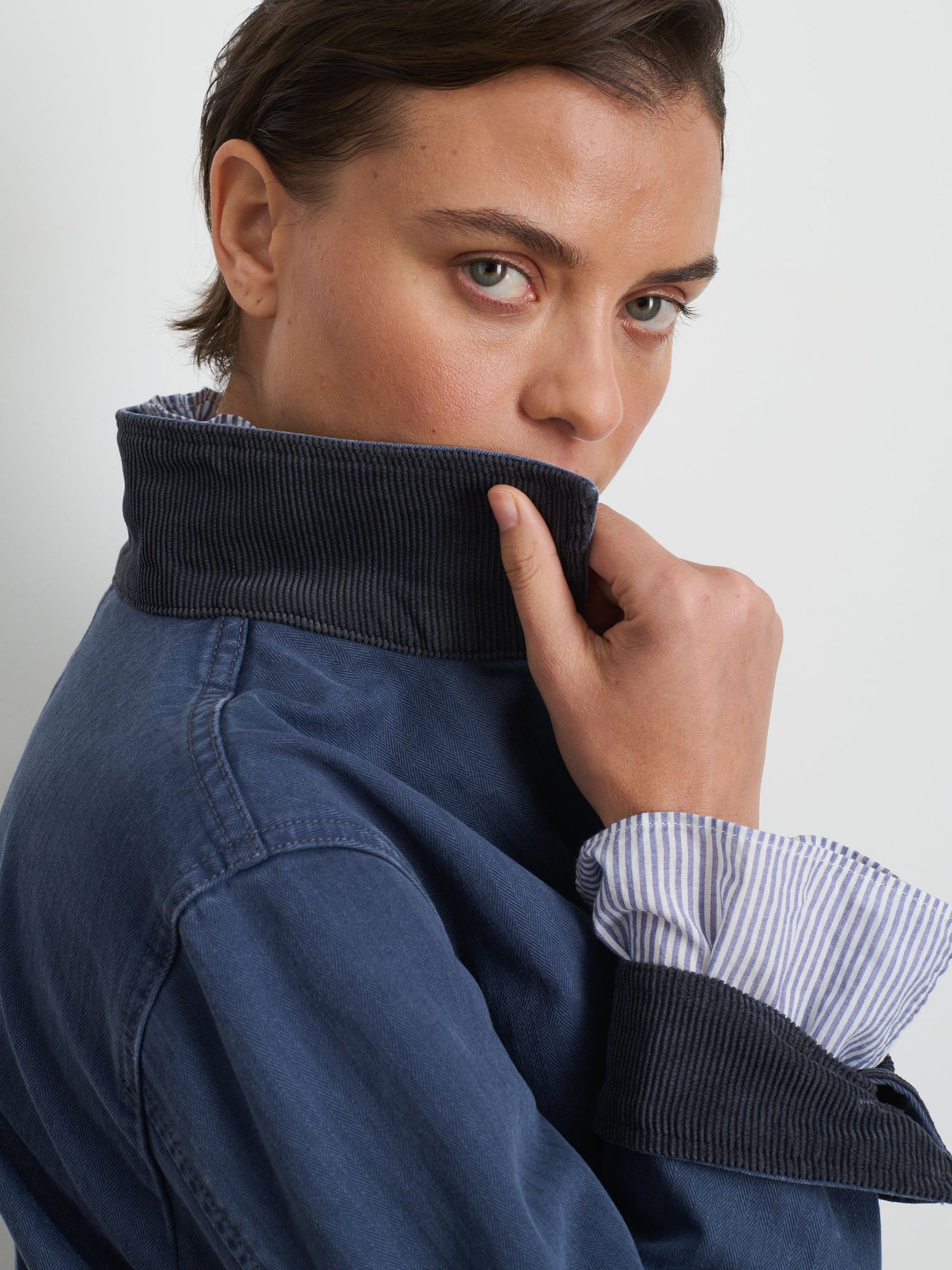 Women | Britt Work Jacket | Herringbone Slate Blue