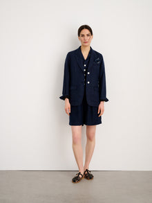 Women | Boy Blazer | Linen Navy