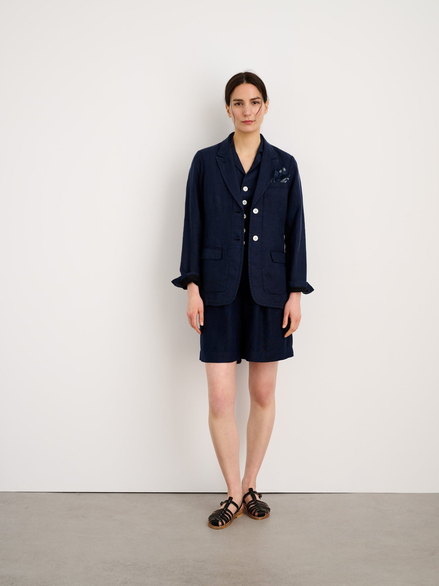 Women | Boy Blazer | Linen Navy