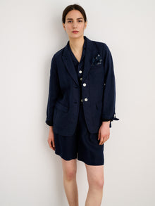 Women | Boy Blazer | Linen Navy