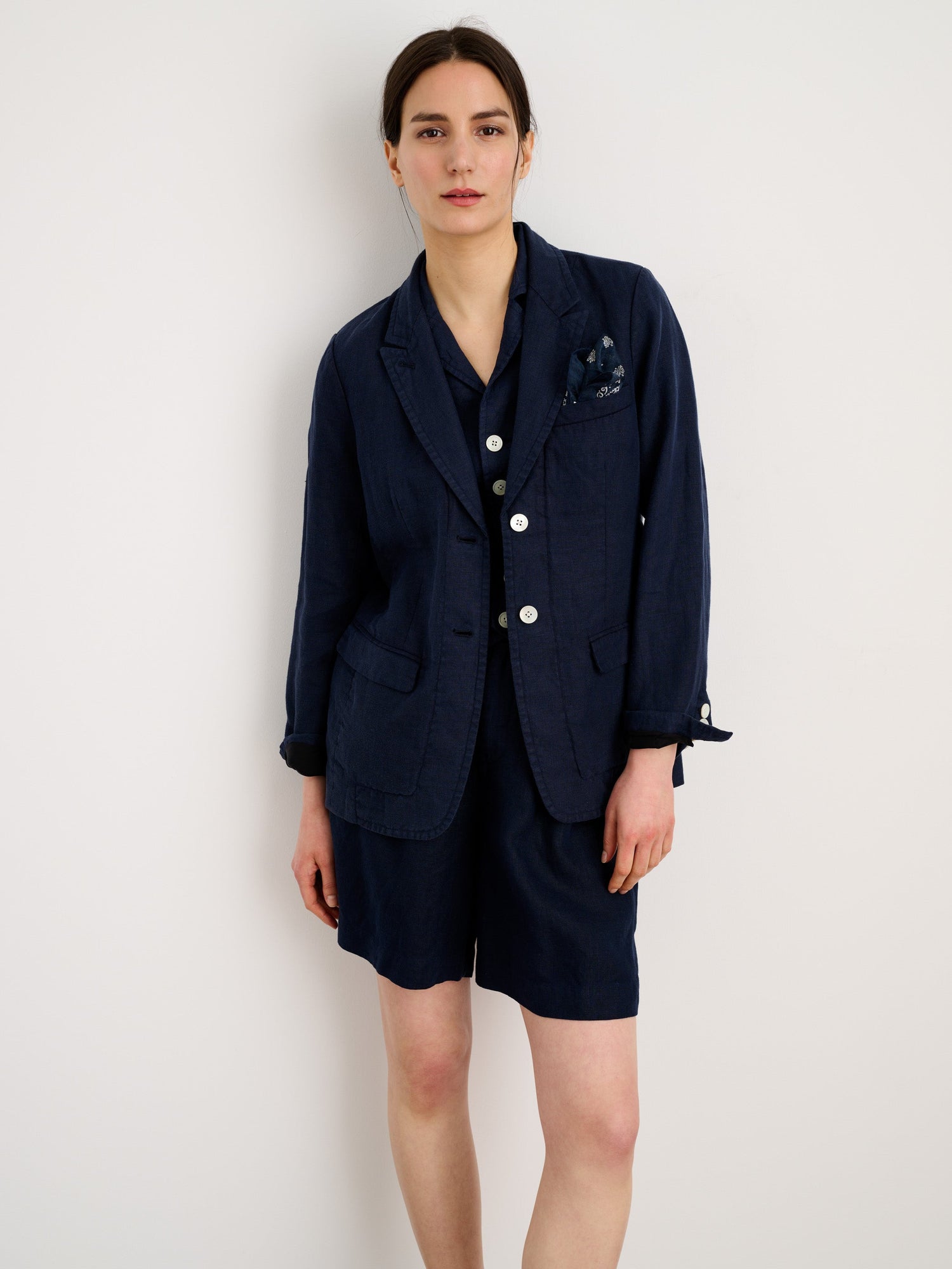 Women | Boy Blazer | Linen Navy