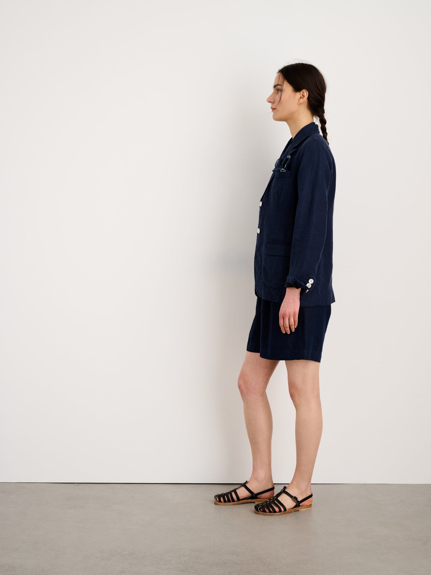 Women | Boy Blazer | Linen Navy