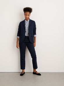 Women | Boy Blazer | Cotton Linen Dark Navy