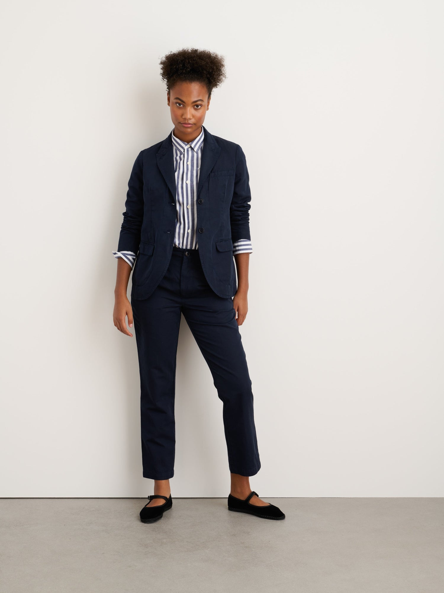 Women | Boy Blazer | Cotton Linen Dark Navy