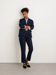 Women | Boy Blazer | Cotton Linen Dark Navy