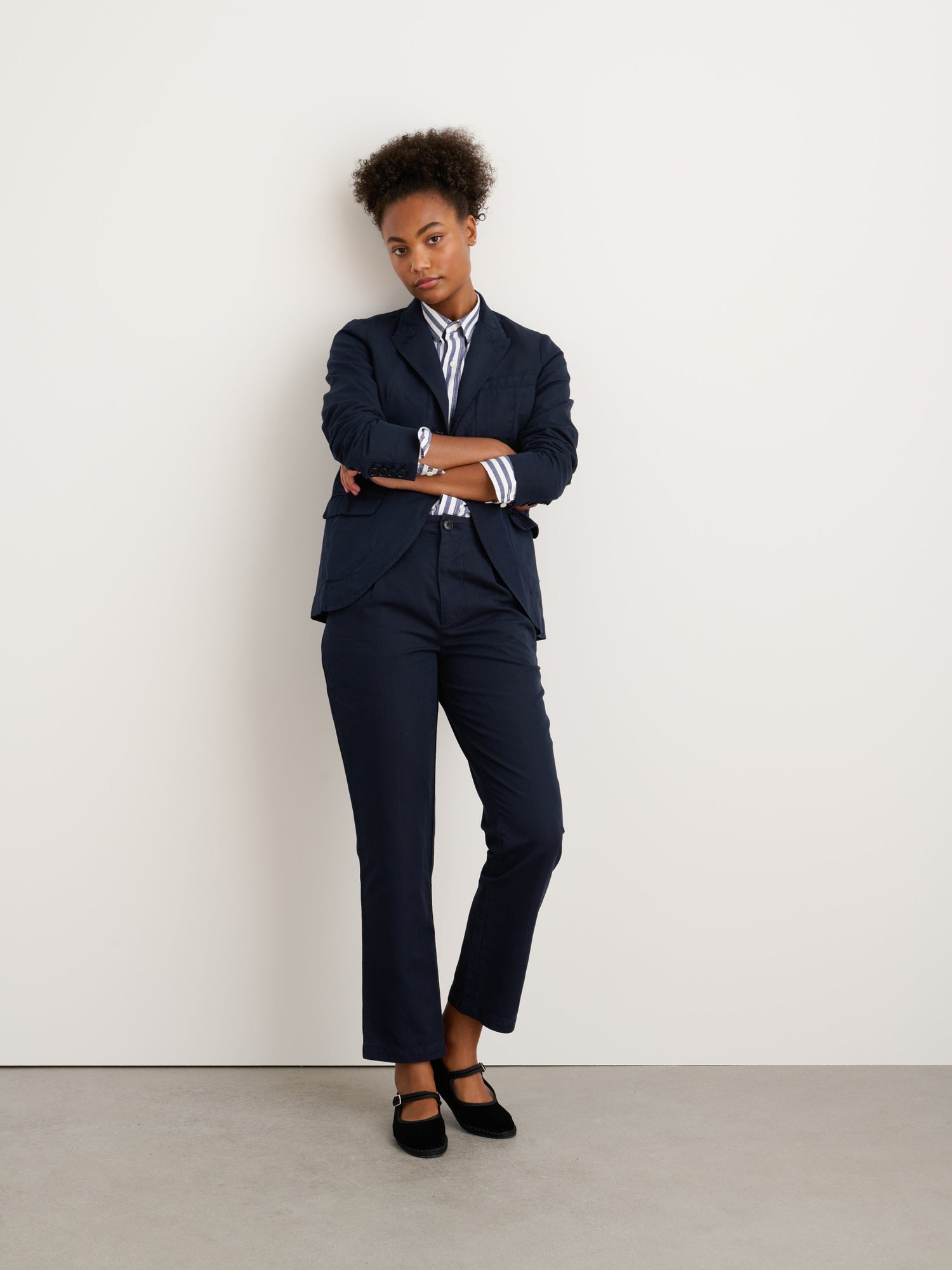 Women | Boy Blazer | Cotton Linen Dark Navy