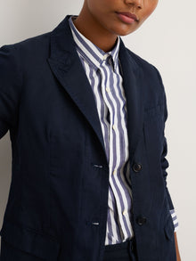 Women | Boy Blazer | Cotton Linen Dark Navy