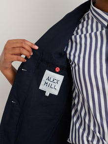 Women | Boy Blazer | Cotton Linen Dark Navy