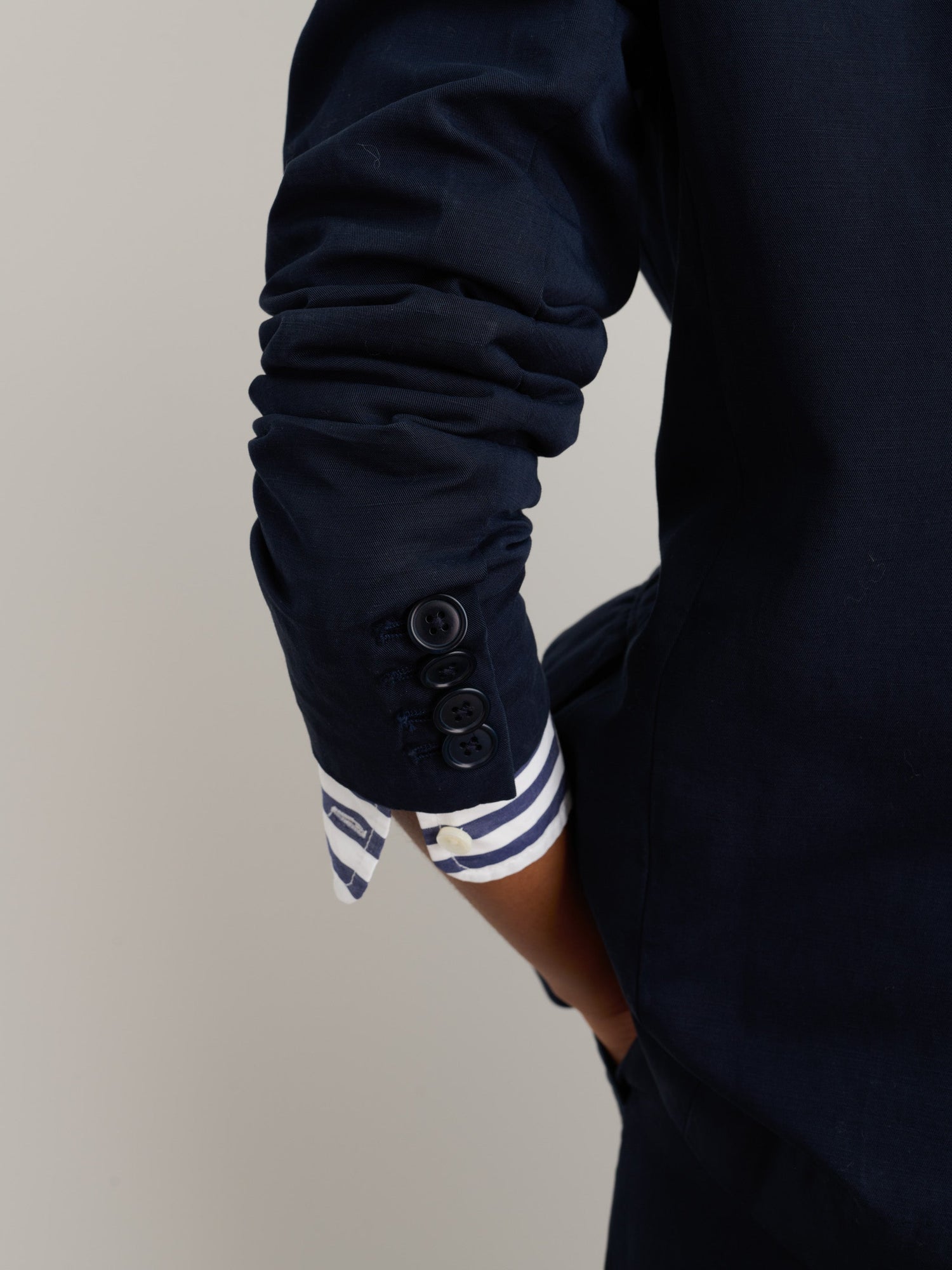 Women | Boy Blazer | Cotton Linen Dark Navy
