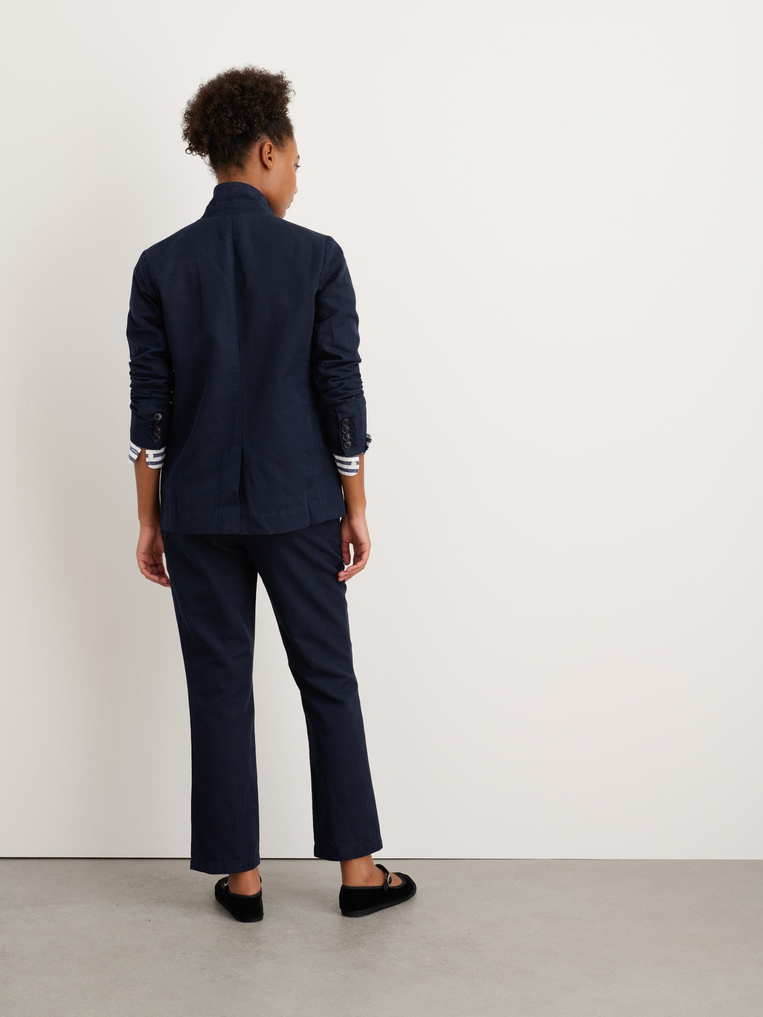 Women | Boy Blazer | Cotton Linen Dark Navy