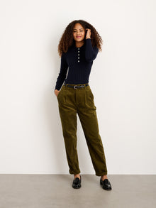 Women | Boy Pant | Corduroy Dark Olive