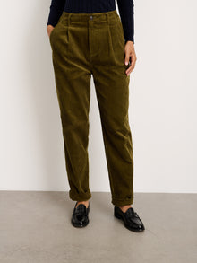 Women | Boy Pant | Corduroy Dark Olive
