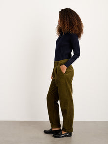 Women | Boy Pant | Corduroy Dark Olive