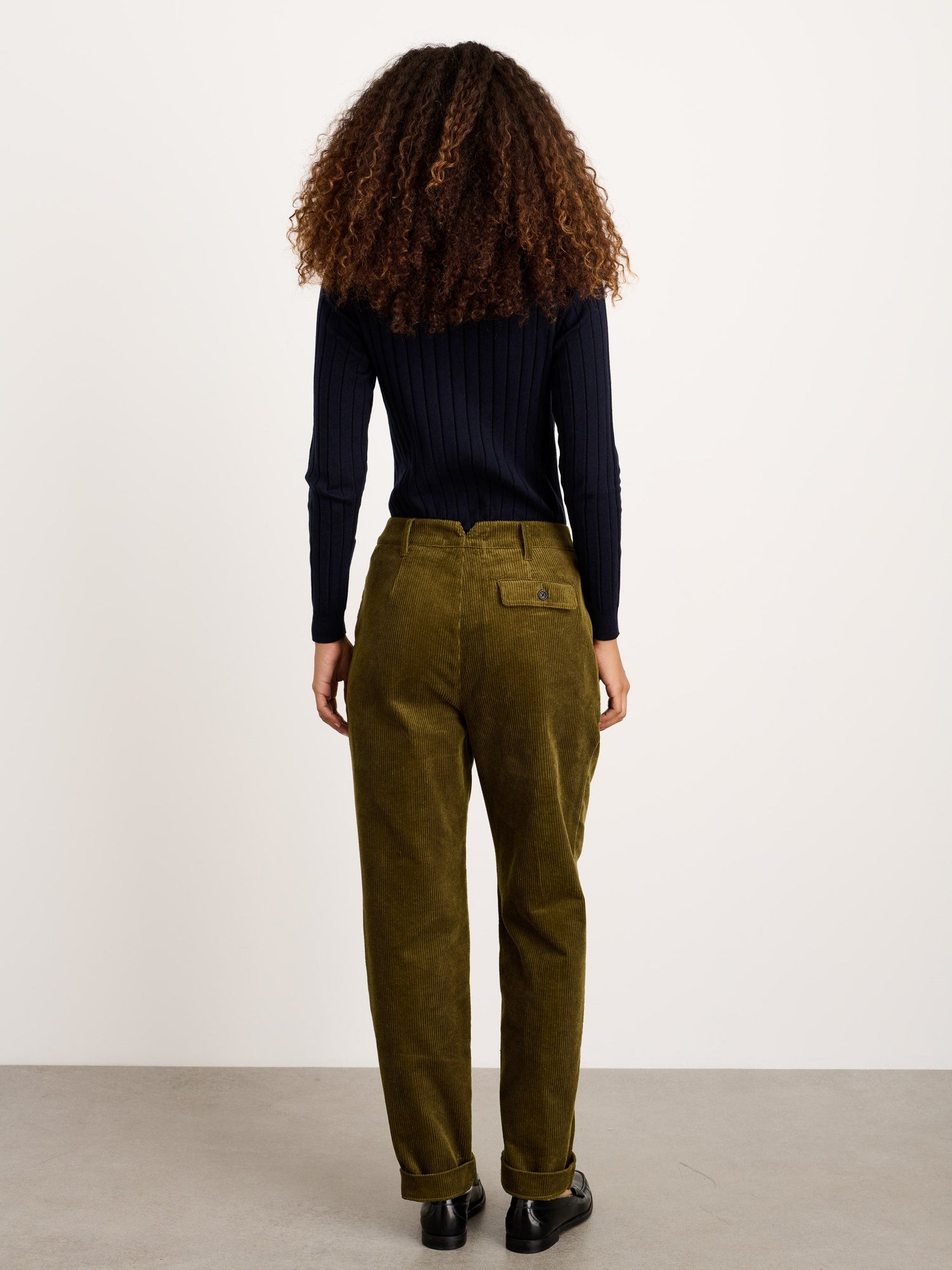 Women | Boy Pant | Corduroy Dark Olive