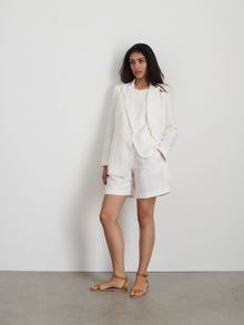 Women | Anna Double Breasted Blazer | Linen Off White