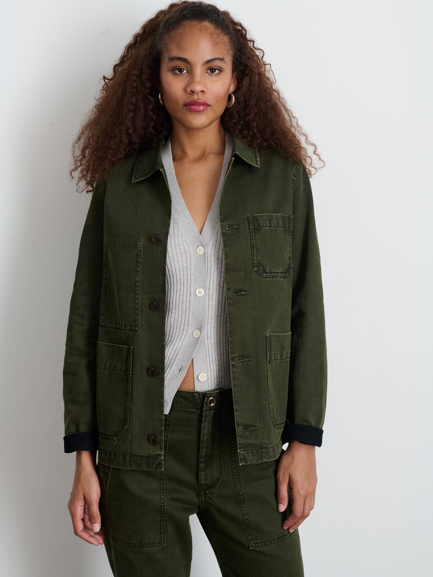 Women | Britt Work Jacket | Herringbone Military Olive